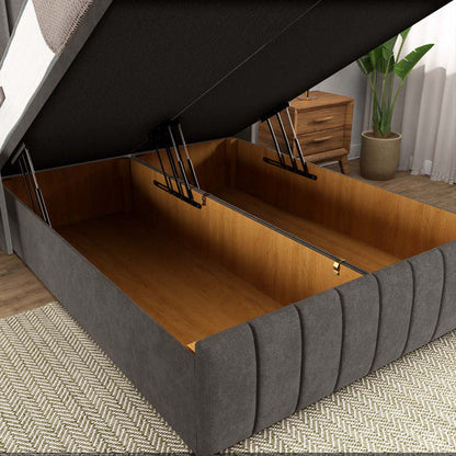 Cidra Wingback Ottoman Divan Bed - Slate Grey Naples