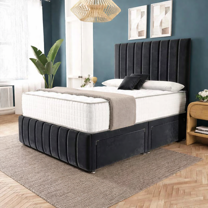 Sydney Divan Bed - Black Plush Velvet