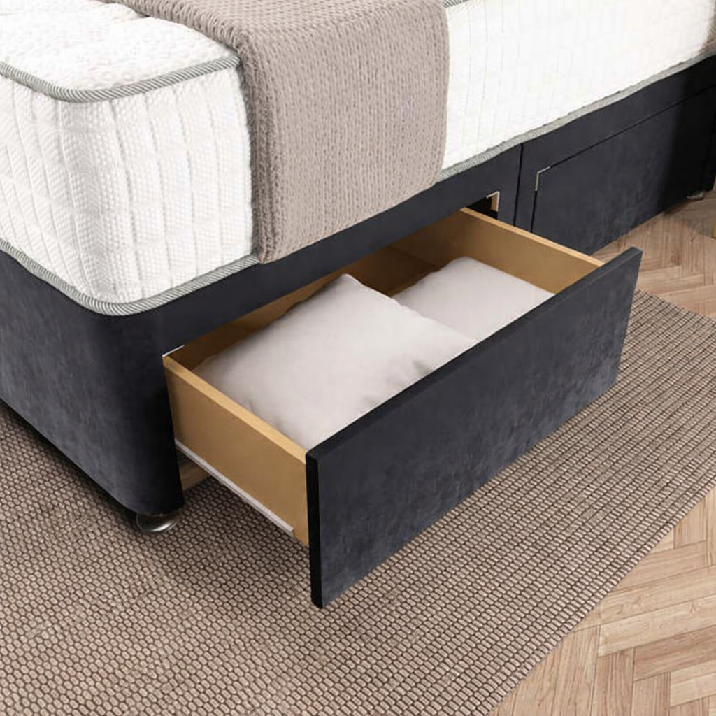 Sydney Divan Bed - Black Plush Velvet