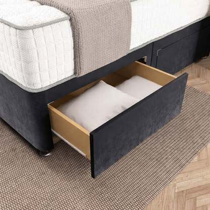 Sydney Divan Bed - Black Plush Velvet