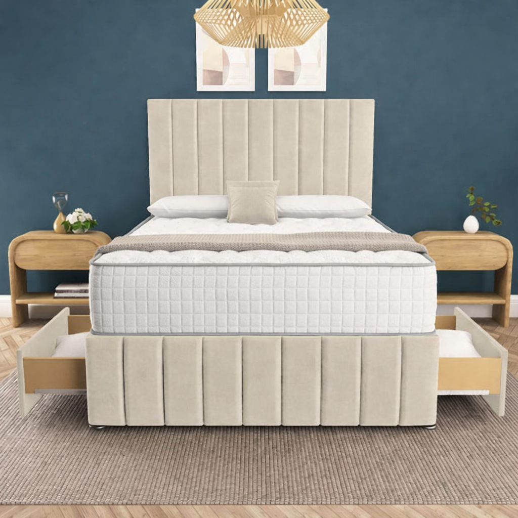 Sydney Divan Bed - Steel Plush Velvet