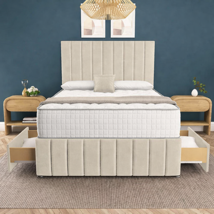Sydney Divan Bed - Steel Plush Velvet