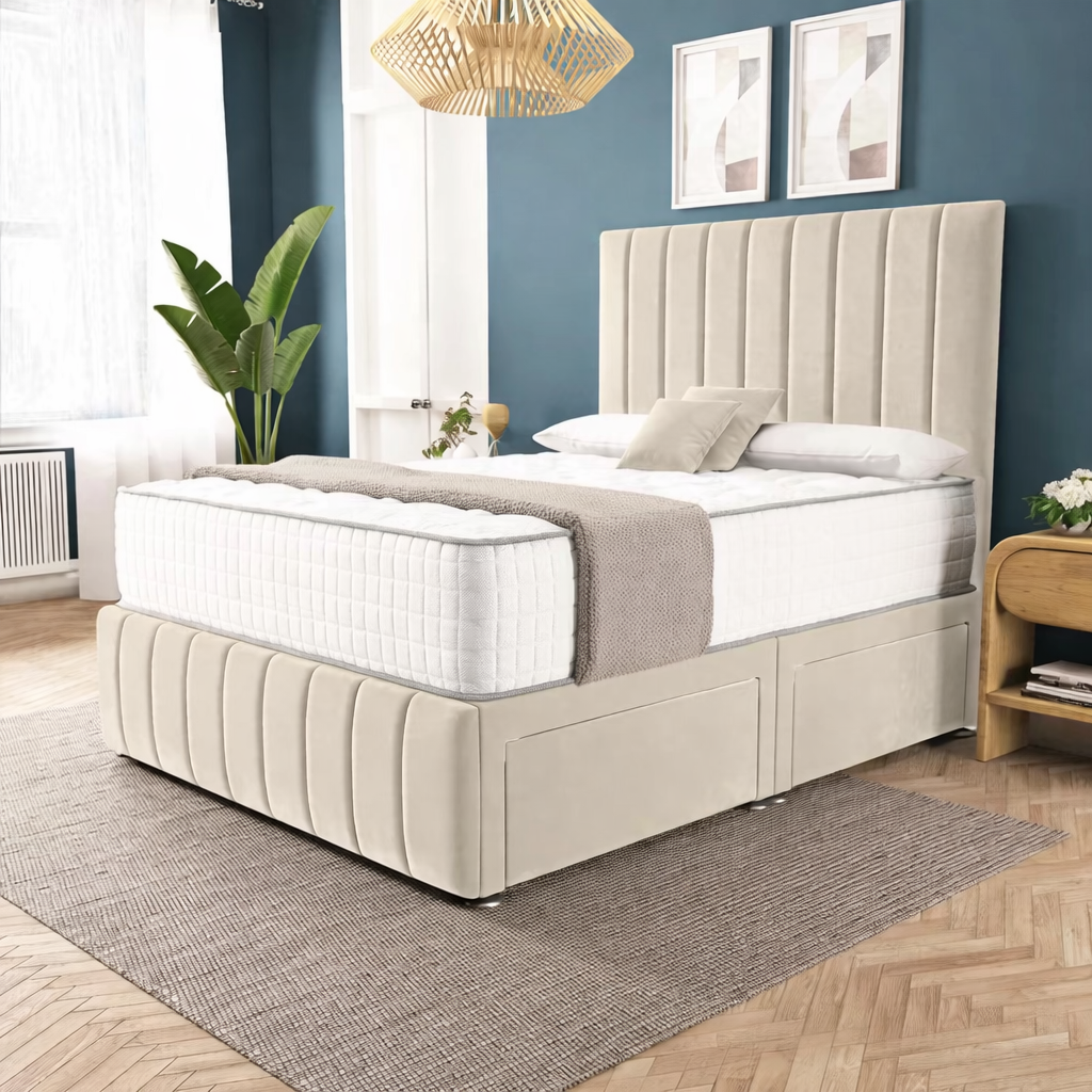 Sydney Divan Bed - Steel Plush Velvet