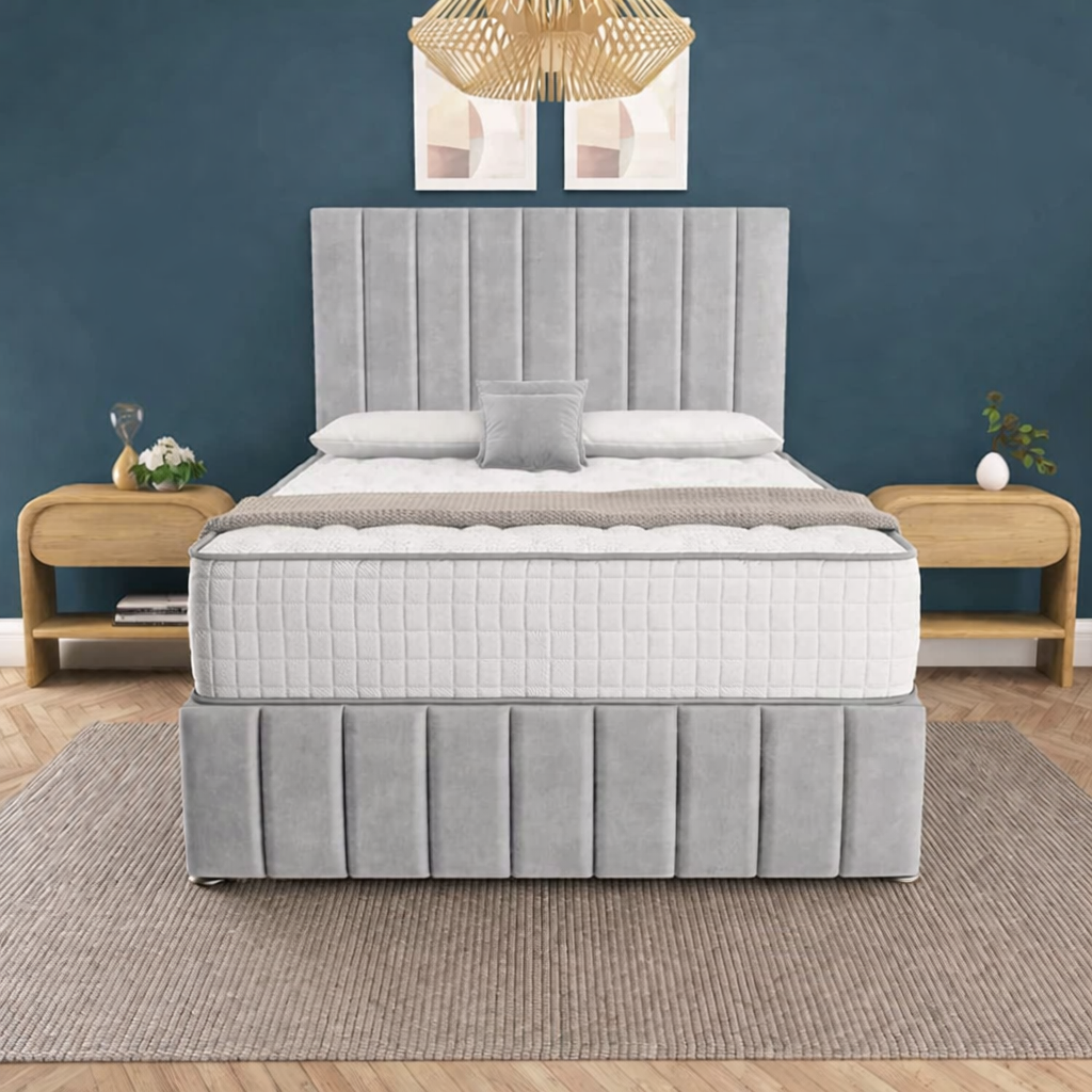 Sydney Divan Bed - Silver Plush Velvet