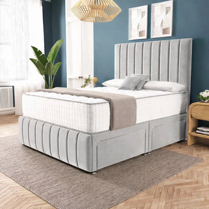 Sydney Divan Bed - Silver Plush Velvet