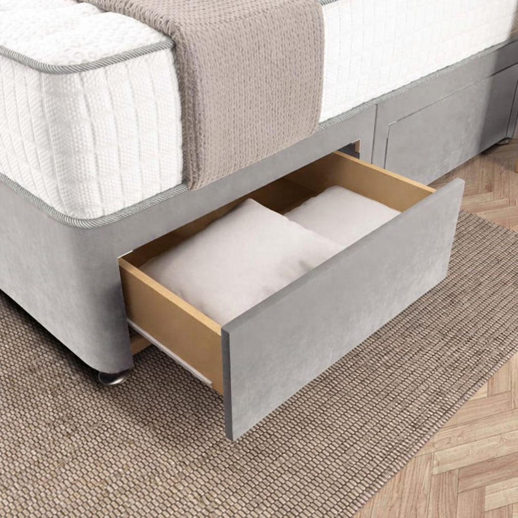 Sydney Divan Bed - Silver Plush Velvet