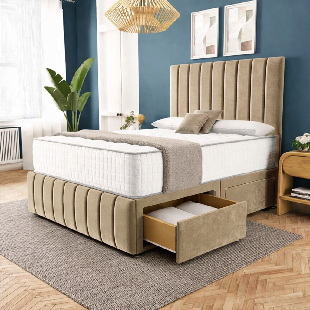 Sydney Divan Bed - Mink Plush Velvet