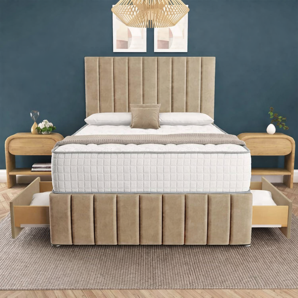 Sydney Divan Bed - Mink Plush Velvet