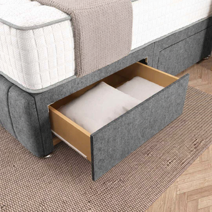 Sydney Divan Bed - Silver Chenille