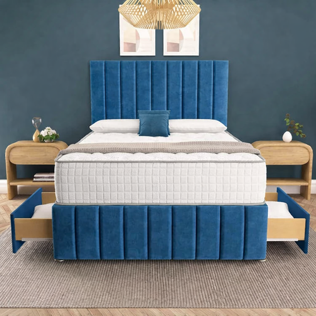 Sydney Divan Bed - Blue Plush Velvet