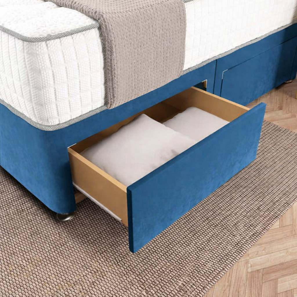 Sydney Divan Bed - Blue Plush Velvet