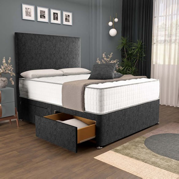 Dakar Divan Bed - Black Chenille