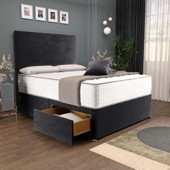 Dakar Divan Bed - Black Plush Velvet