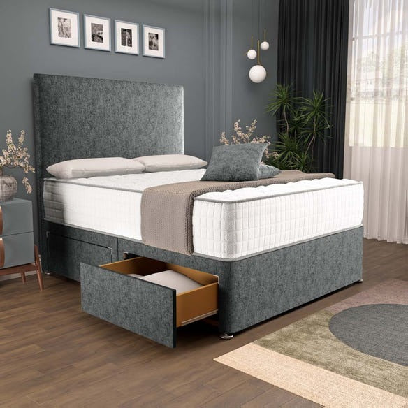 Dakar Divan Bed - Charcoal Chenille