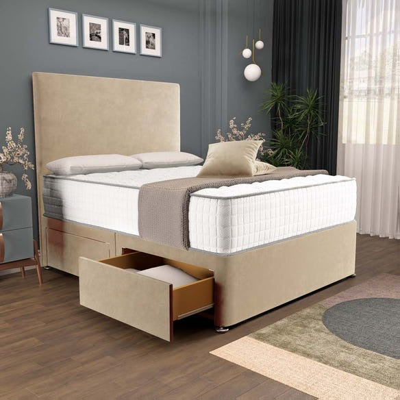 Dakar Divan Bed - Mink Plush Velvet