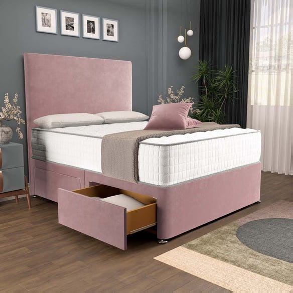 Dakar Divan Bed - Pink Plush Velvet