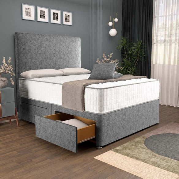 Dakar Divan Bed - Silver Chenille
