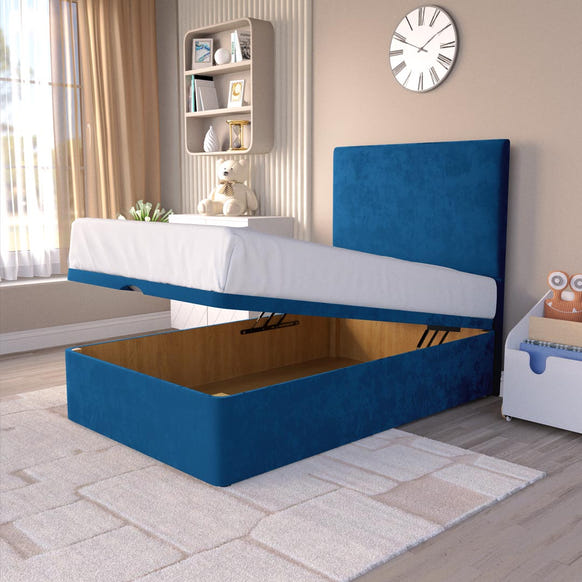 Dakar Kids Ottoman Divan Bed - Blue Plush Velvet