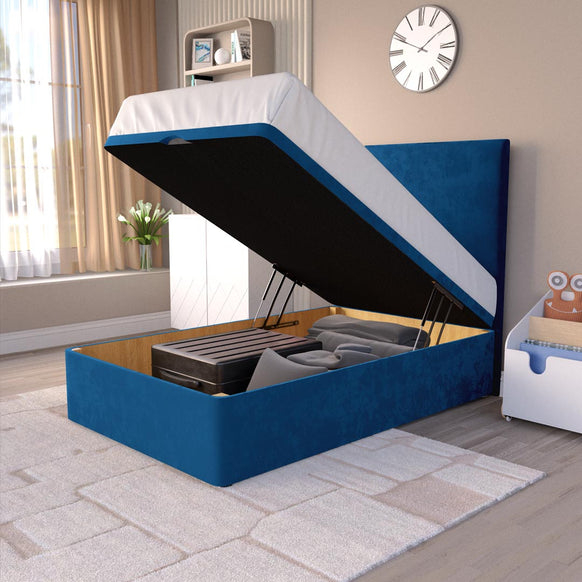 Dakar Kids Ottoman Divan Bed - Blue Plush Velvet