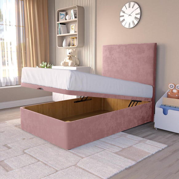 Dakar Kids Ottoman Divan Bed - Pink Plush Velvet