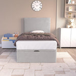 Dakar Kids Ottoman Divan Bed - Silver Plush Velvet