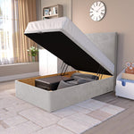 Dakar Kids Ottoman Divan Bed - Silver Plush Velvet