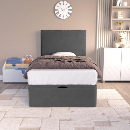 Dakar Kids Ottoman Divan Bed - Steel Plush Velvet