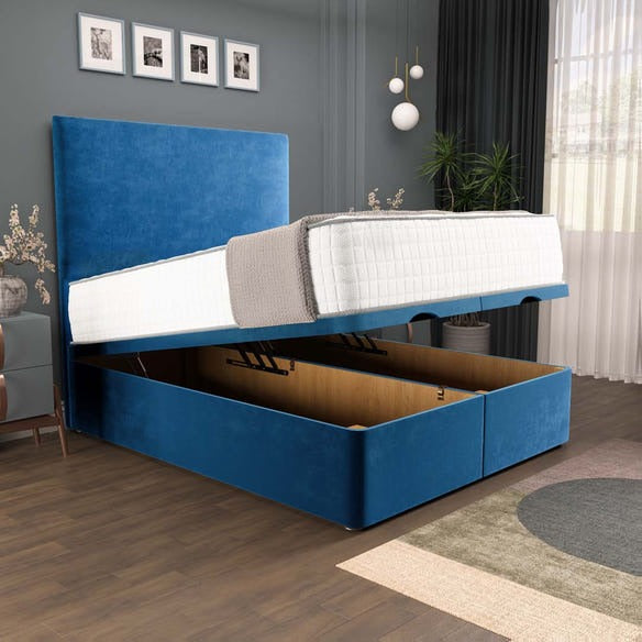 Dakar Ottoman Divan Bed - Blue Plush Velvet
