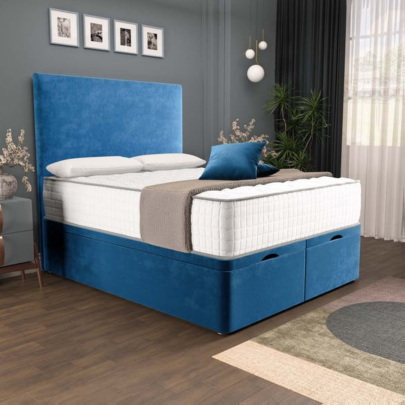 Dakar Ottoman Divan Bed - Blue Plush Velvet
