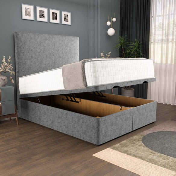 Dakar Ottoman Divan Bed - Silver Chenille