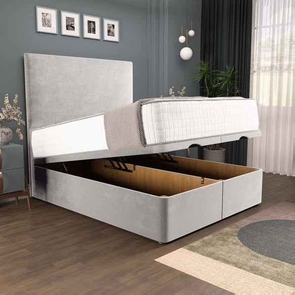 Dakar Ottoman Divan Bed - Silver Plush Velvet