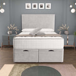 Dakar Ottoman Divan Bed - Silver Plush Velvet
