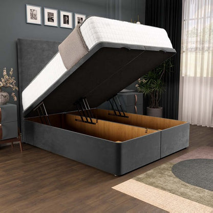 Dakar Ottoman Divan Bed - Steel Plush Velvet