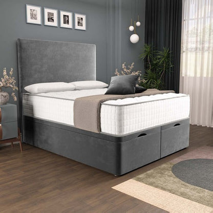 Dakar Ottoman Divan Bed - Steel Plush Velvet