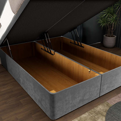 Dakar Ottoman Divan Bed - Steel Plush Velvet