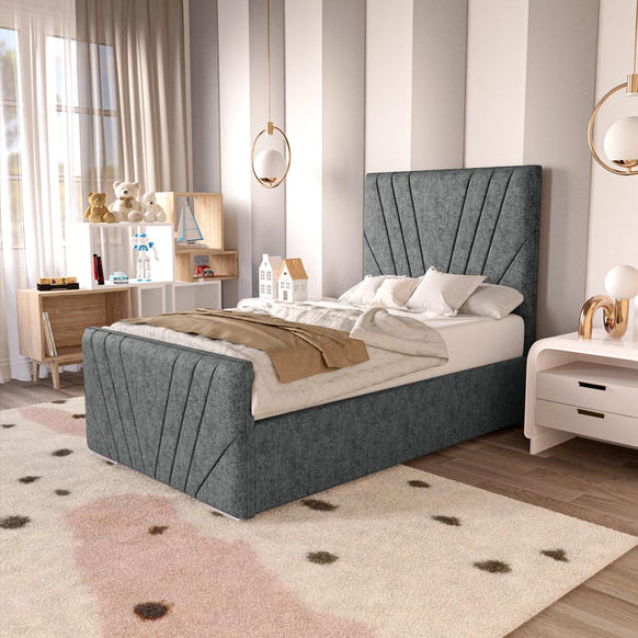 Fiji Kids Sunrise Upholstered Bed - Charcoal Chenille