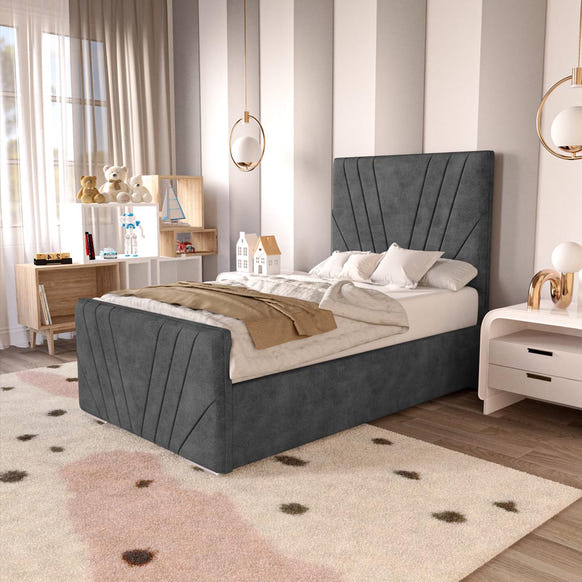 Fiji Kids Sunrise Upholstered Bed - Charcoal Coniston