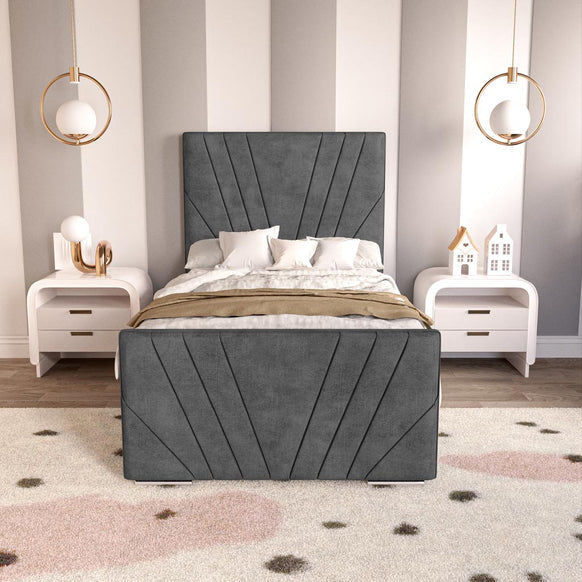 Fiji Kids Sunrise Upholstered Bed - Charcoal Coniston