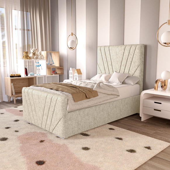 Fiji Kids Sunrise Upholstered Bed - Cream Chenille