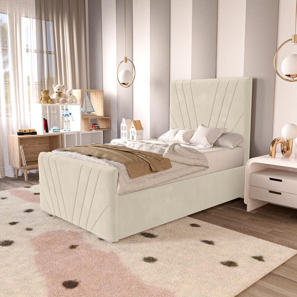 Fiji Kids Sunrise Upholstered Bed - Cream Plush Velvet