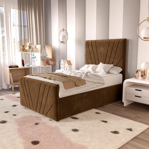 Fiji Kids Sunrise Upholstered Bed - Mocca Plush Velvet