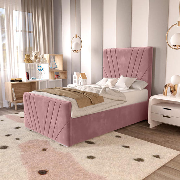 Fiji Kids Sunrise Upholstered Bed - Pink Plush Velvet