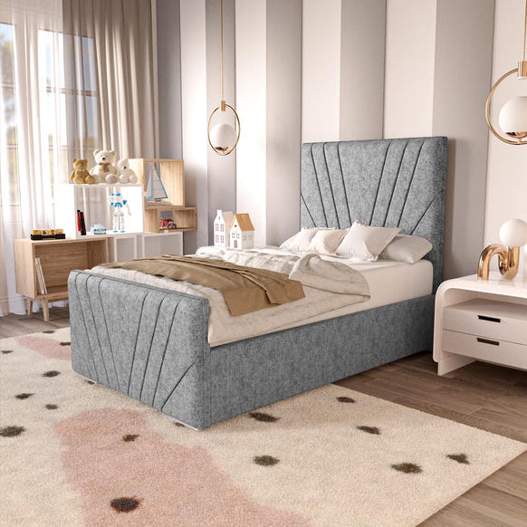 Fiji Kids Sunrise Upholstered Bed - Silver Chenille