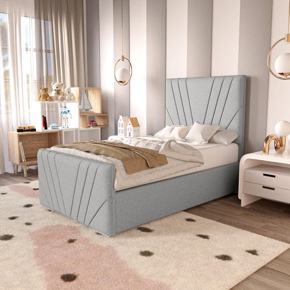 Fiji Kids Sunrise Upholstered Bed - Silver Linoso