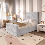 Fiji Kids Sunrise Upholstered Bed - Silver Plush Velvet