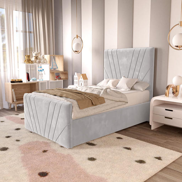 Fiji Kids Sunrise Upholstered Bed - Silver Plush Velvet
