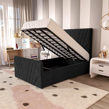 Fiji Kids Sunrise Upholstered Ottoman Bed - Black Naples