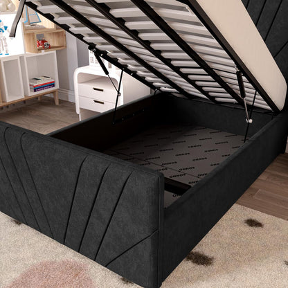 Fiji Kids Sunrise Upholstered Ottoman Bed - Black Naples