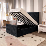 Fiji Kids Sunrise Upholstered Ottoman Bed - Black Plush Velvet