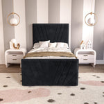 Fiji Kids Sunrise Upholstered Ottoman Bed - Black Plush Velvet